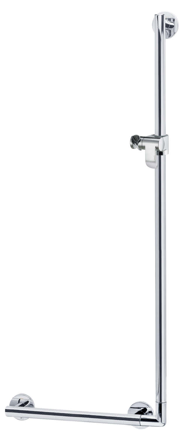 KEUCO Winkelgriff Plan Care 34906, 90 Gr re/li, mit Brausehalter, silber-eloxiert