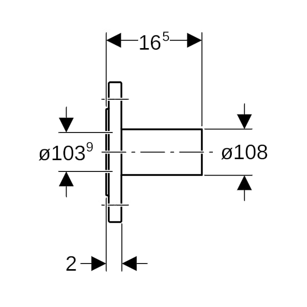 Geberit Mapress C-Stahl Flansch PN 10/16 mit Einschubende d108