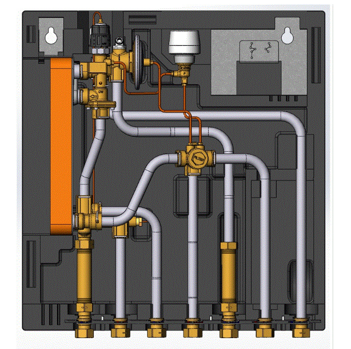 Danfoss Wohnungsstation Evoflat FSS 2 E HT-Heizung, 49kW, Dämmhaube