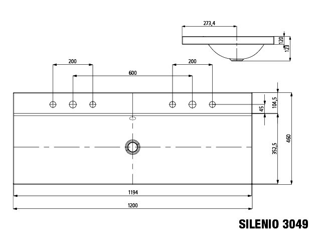 KA WB SILENIO Mod.3049-D,1200x460mm, alpwe,PEFF,AD,m. 2x1HL,oÜL