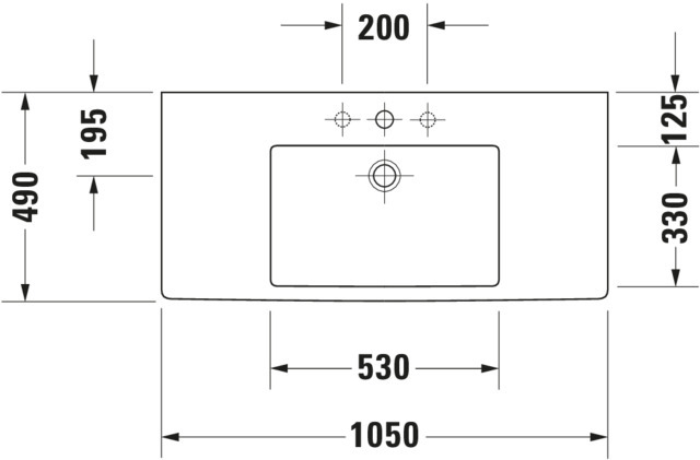 DU Möbelwaschtisch Vero 1050 mm mit ÜL, mit HLB, 1 HL, weiß WonderGliss
