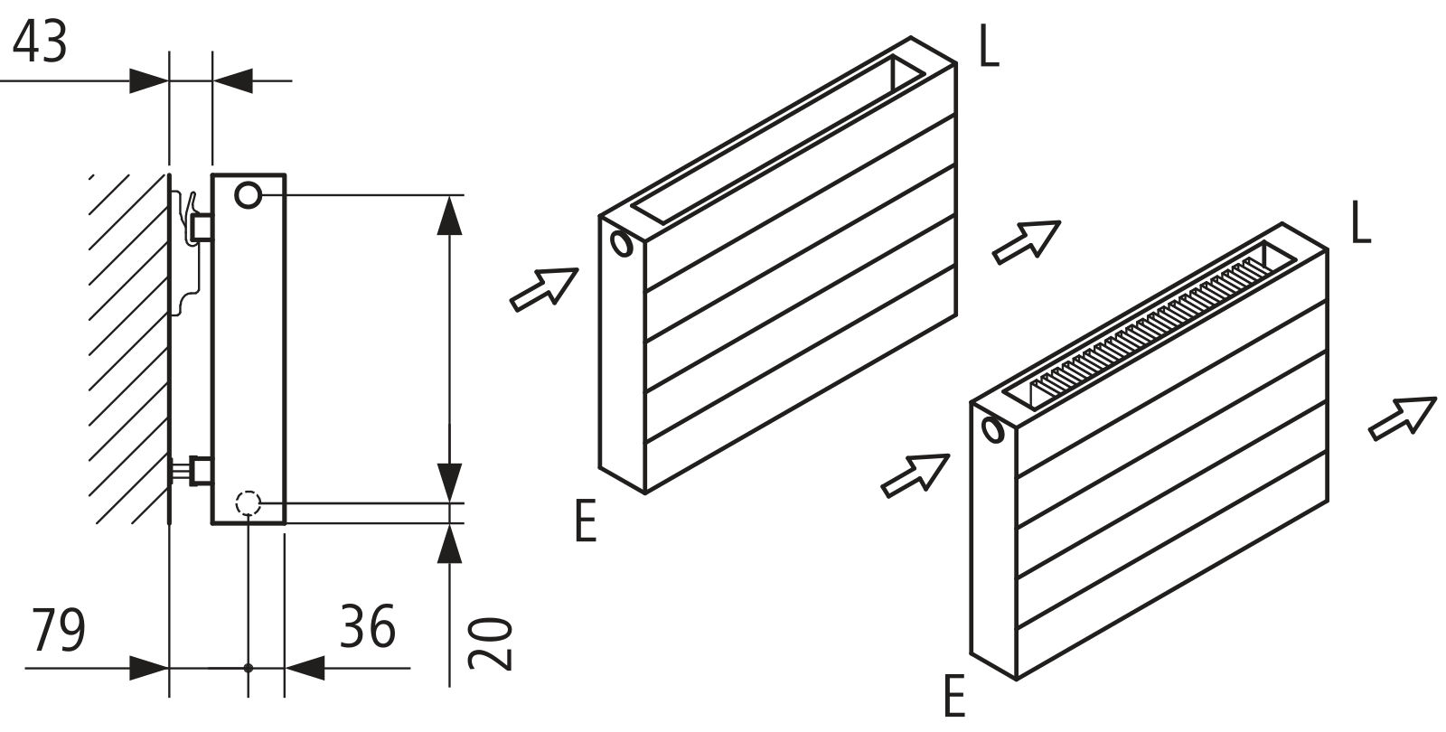 Kermi Heizwand HHN Typ22 BH350x122x6000 QN7728,weiß,6bar,m.Abd.,AB 12,LH260