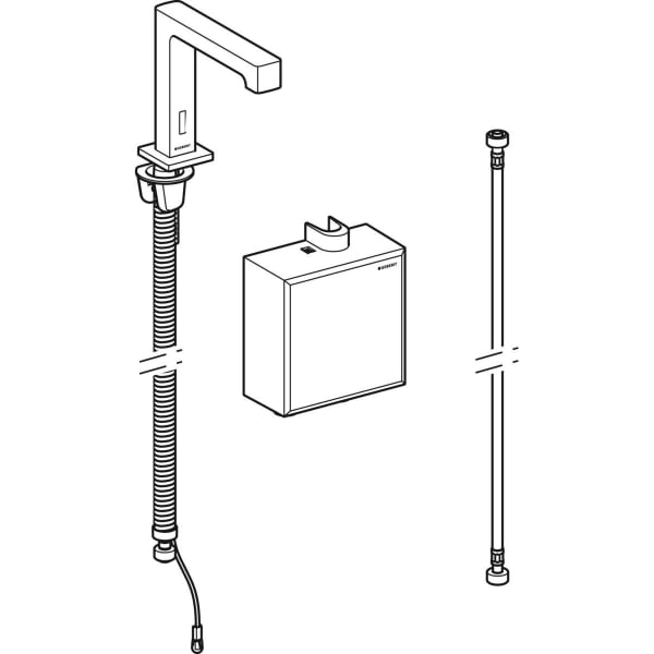 Geberit Brenta WT-Arm., Standmont., Generator mit AP-Funkt.Box, o.Misch., hgl.verchr.
