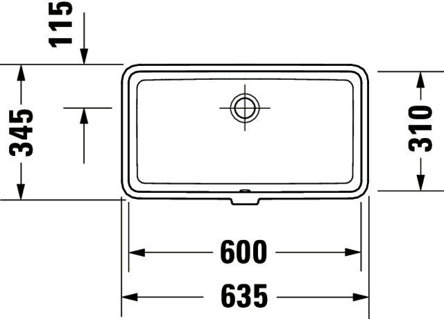DU Einbauwaschtisch Vero Air 600 mm EB v.unten, m.ÜL, o.HLB, weiß