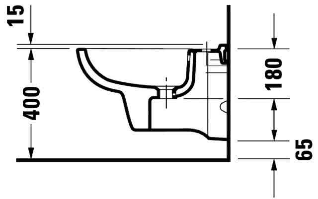 DU Wand-Bidet D-Code 545 mm mit ÜL, mit HLB, 1 HL, weiß