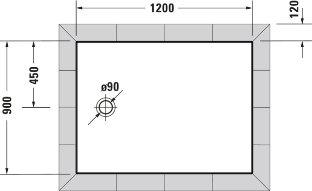 DU Tempano Duschwanne 1200x900x45mm Weiß, Antislip