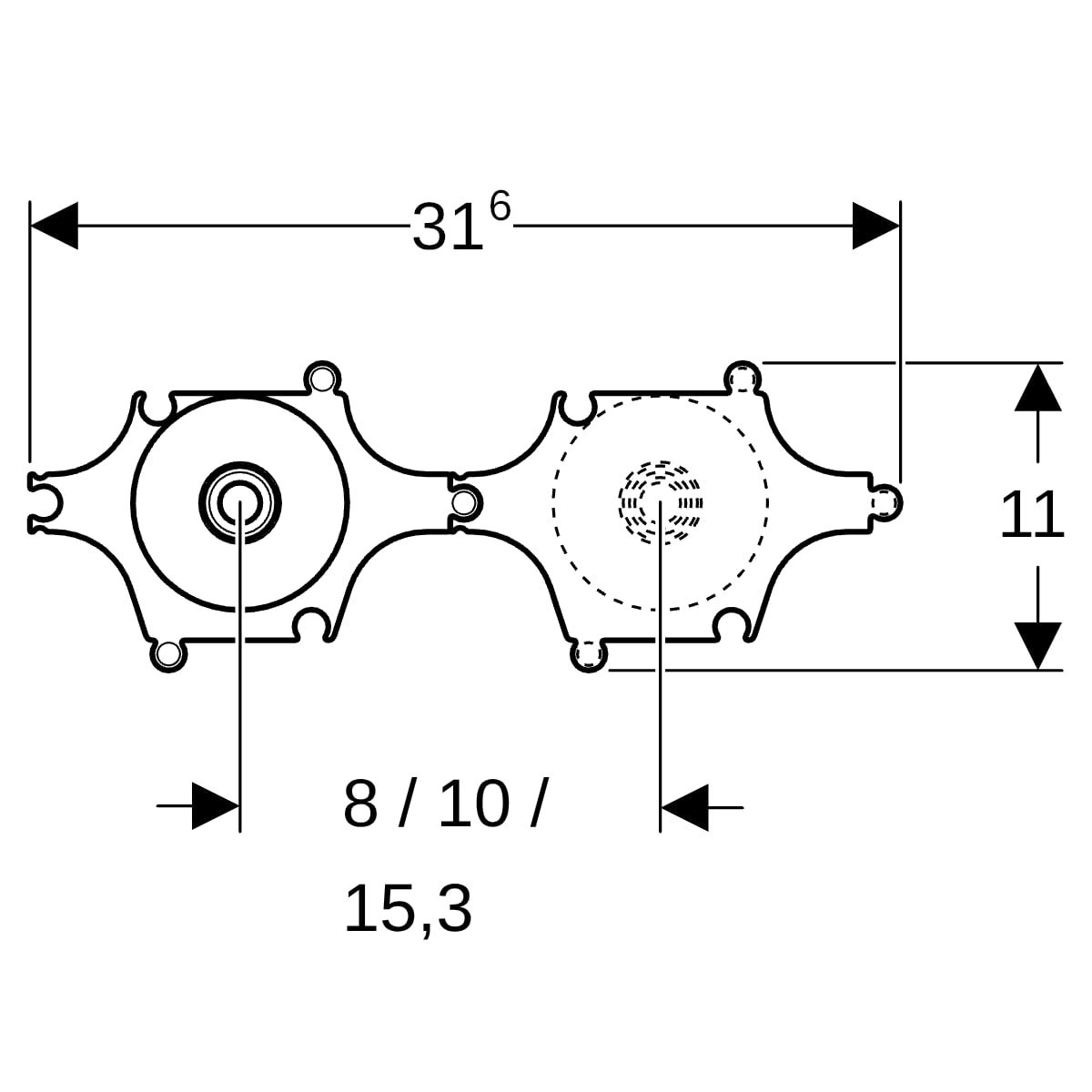 Geberit Set Anschluss gerade mit AG MF vormontiert, Trockenbau Rg R1/2-Rp1/2