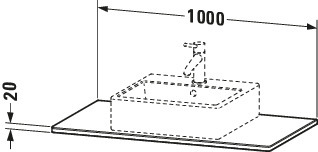 DU Massivholzkonsole XSquare,1 Ausschn. 20x1000x550mm, Amerik. Nussbaum massiv