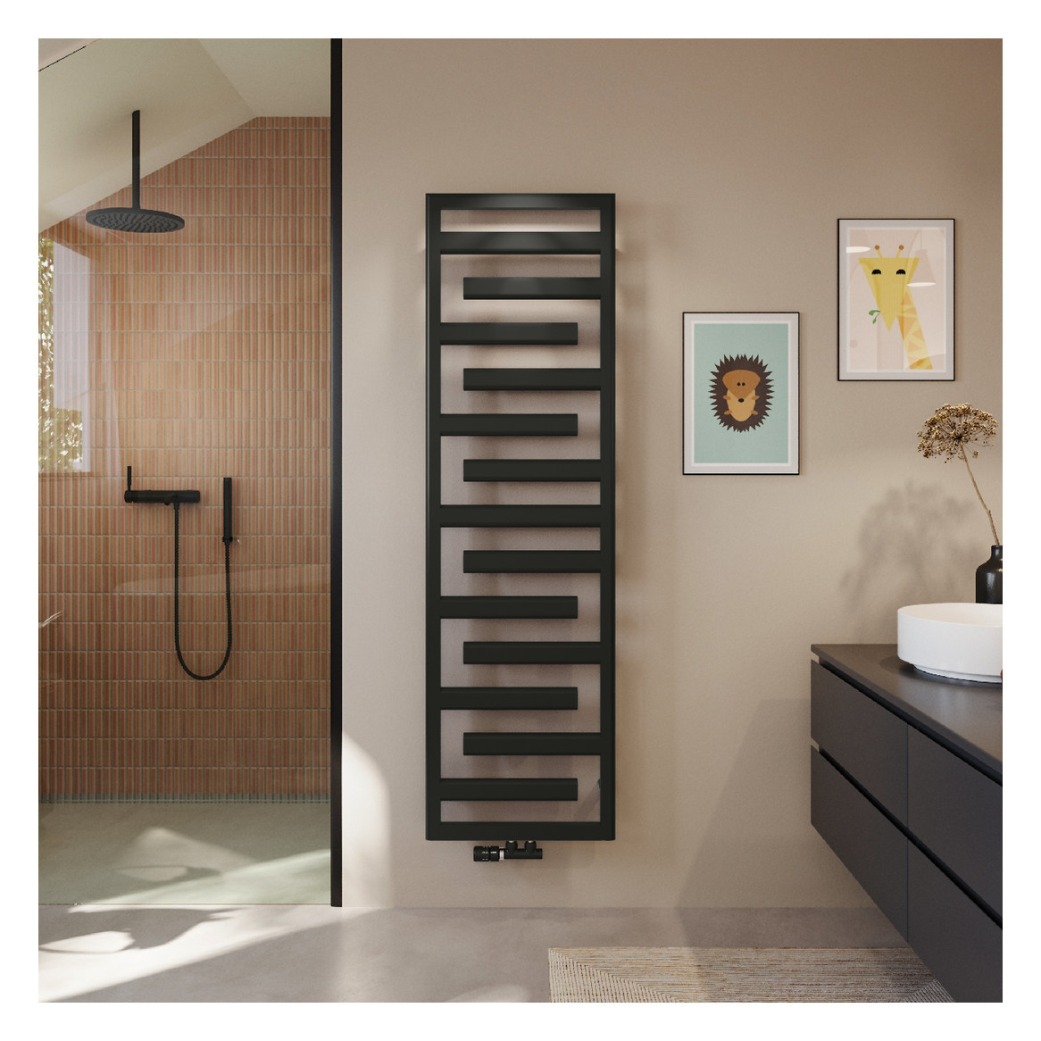 ZE Design-Heizkörper Tetris TETSS150060WZZZ 1460x45x600 Black Matt