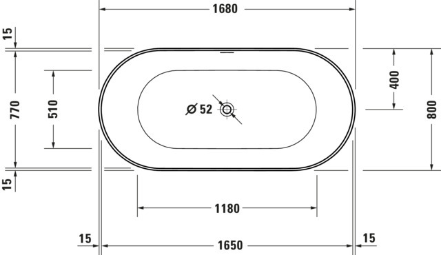DU DuraKanto,BW Freisteh,Oval,Weiß,Acryl 1700x800x590mm,RS 2,incl.FG u.AÜL-Garn