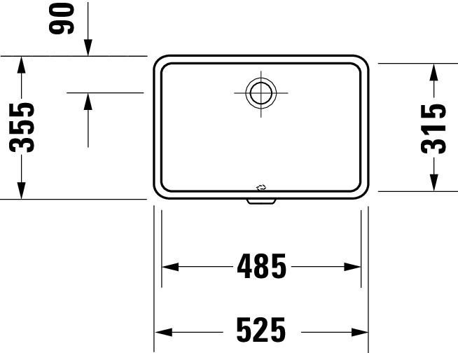DU Einbauwaschtisch Vero 485 mm EB v.unten, m.ÜL, o.HLB, weiß WG