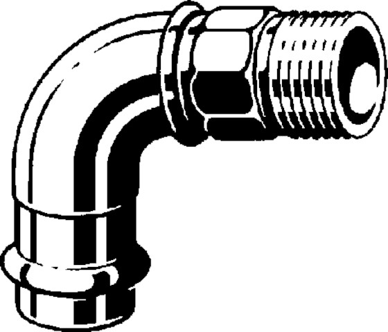 Viega Bogen 90 Grad mit SC Profipress G 2614 für Gas in 15mm x R1/2 Rotguss