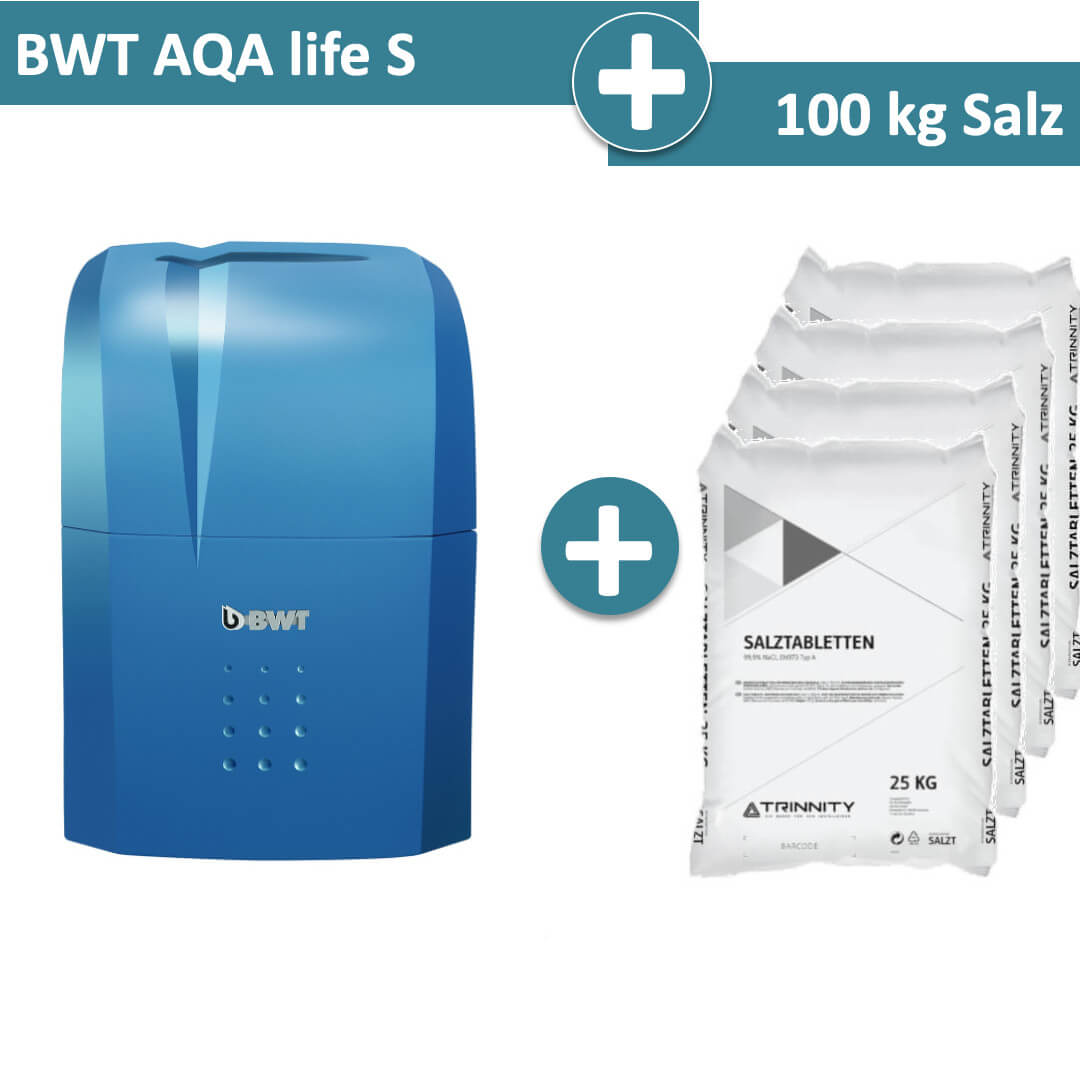 BWT Weichwasseranlage AQA life S inkl. Anschlusstechnik mit 100 kg Salz