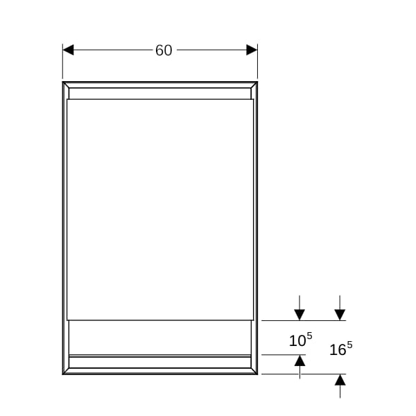 Geberit ONE SPS m. Nische u.Comf.Light, 1 Tür UP-Mont, A:li, 60x90x15cm, swm/alu. plvb