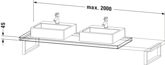 Duravit Konsole variabel DuraStyle 1 Ausschn.,45xvarx550,Basalt Matt