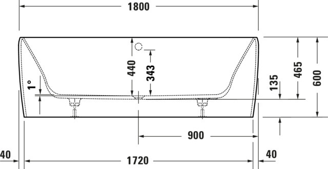 Duravit Qatego BW 1800x800mm Vorwand Mineralg.,Nahtl.VK, Rückensch.2 L/R,Weiß
