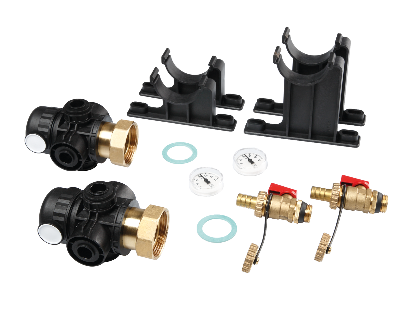 TECEfloor I-KST-HKV 1 1/2" Basismodul Verteiler inkl. KFE-Hahn und Wandhalter