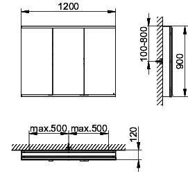 KEUCO Royal Modular 2.0 SPS, bel. 80031, Vorb,2Steckd,sb-elox,1200x900x120mm