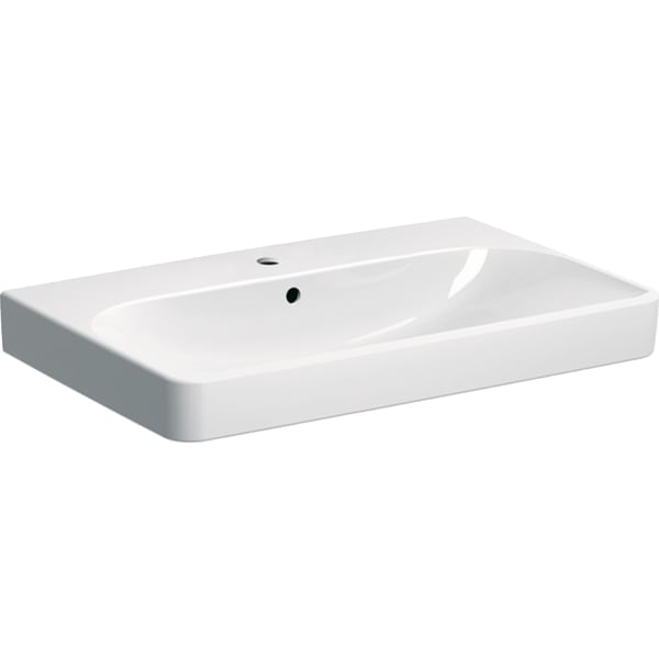 Geberit Smyle Waschtisch, eckig, 75x48cm m. Hl., m. Ül., weiß, KeraTect