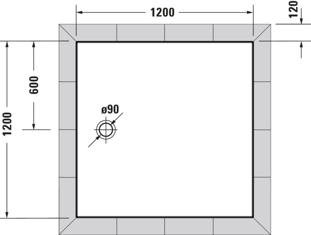 Duravit Tempano Duschwanne 1200x1200x45mm Weiß, Antislip
