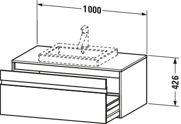 Duravit WTU wandhängend Ketho 550x1000x426mm 1 Auszug, für EBWT mi., Betongrau Matt