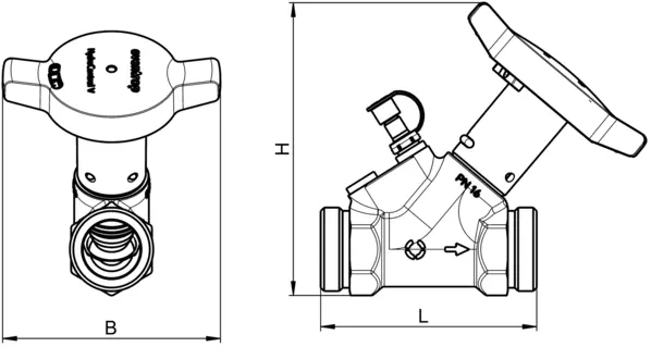 Oventrop-Strangabsp.Vent. HydroControl A PN16 DN15, G3/4 AG, HydroPort, EZB