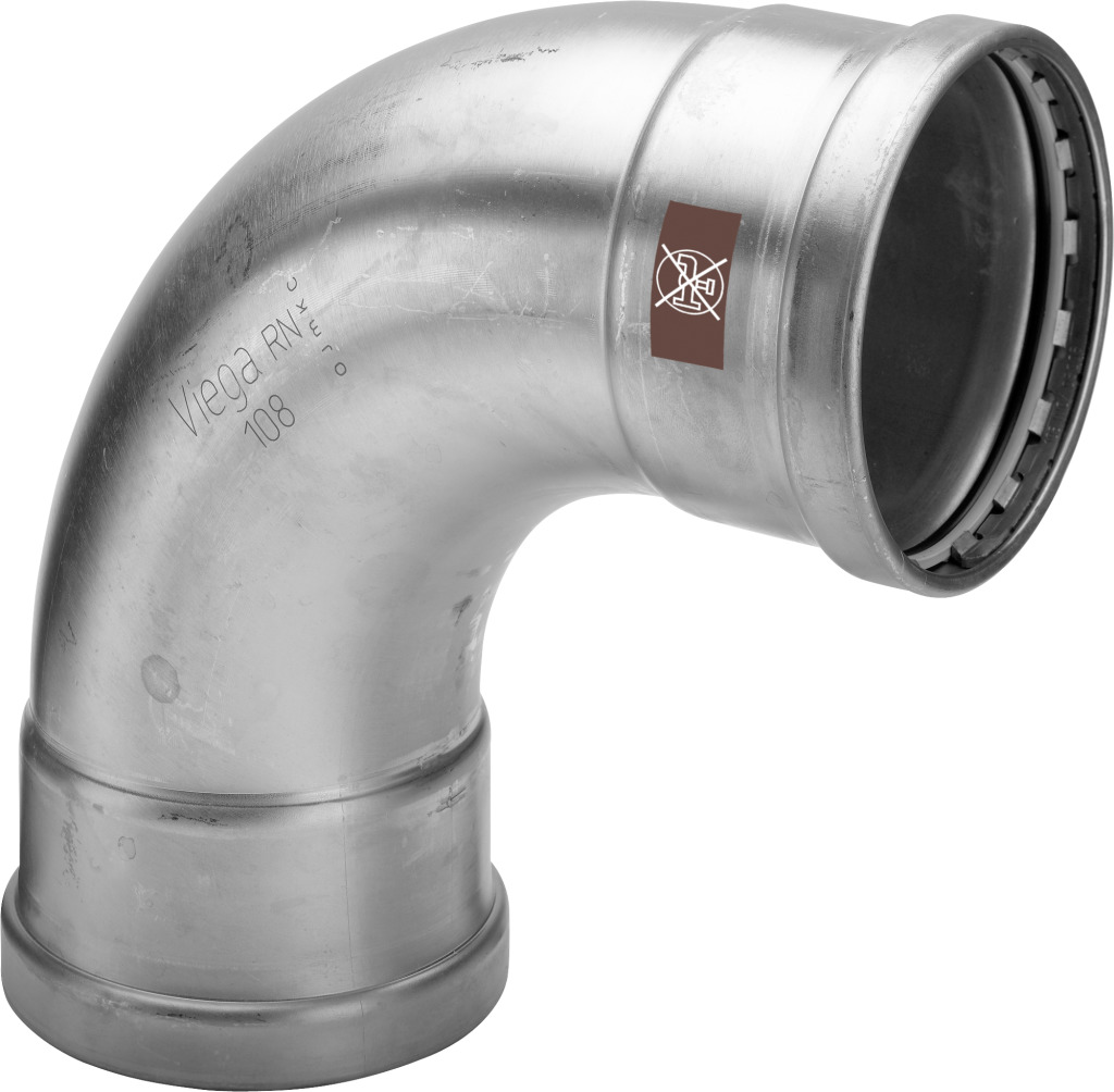 Viega Bogen 90 Grad mit SC Temponox XL 1716XL in 76,1mm Stahl nichtrostend
