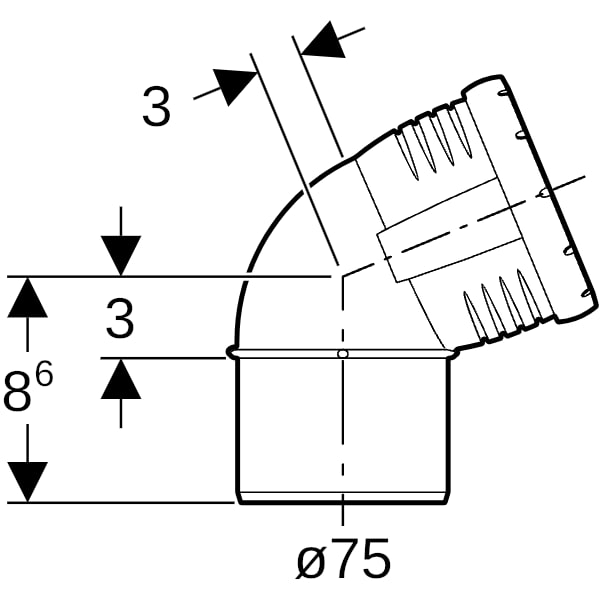 Geberit Silent-Pro Bogen 67,5Gr d75mm