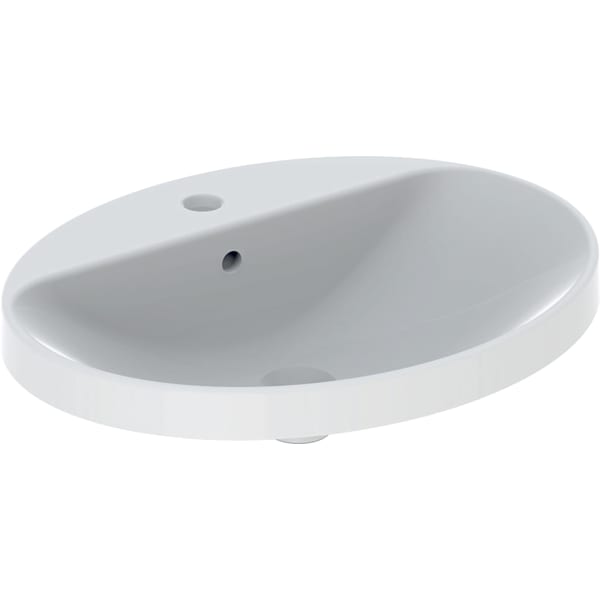 Geberit VariForm Einbauwaschtisch, oval mit HLB, 60x48cm, m. Ül., weiß gl