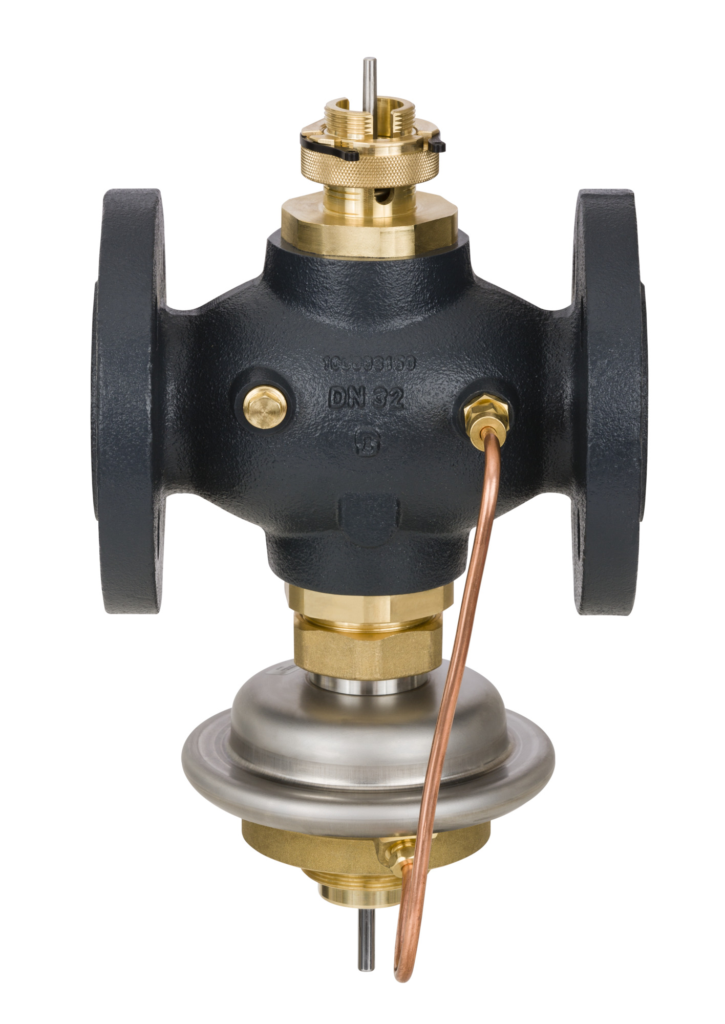 Danfoss Vol.-stromregl. m. Stellv. AVQMT DN32, Kvs 12,5, PN25, GGG-40,3, Flansch