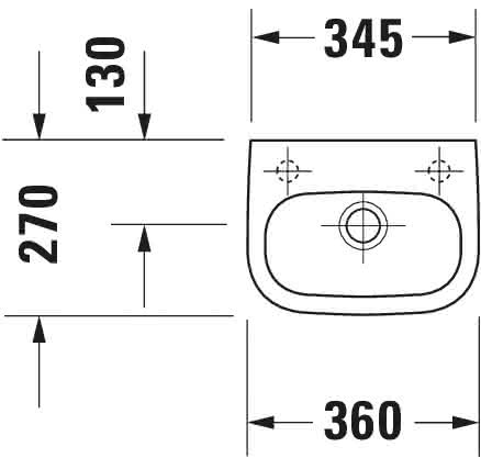 DU Handwaschbecken D-Code 360 mm mit ÜL, mit HLB, HL links, weiß