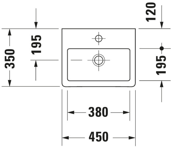DU Handwaschbecken Vero 450 mm m.ÜL, m.HLB, 1 HL, geschl., weiß