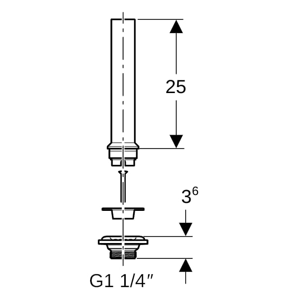 Geberit Ablaufventil mit Standrohr für Ausgussbecken, G1 1/4