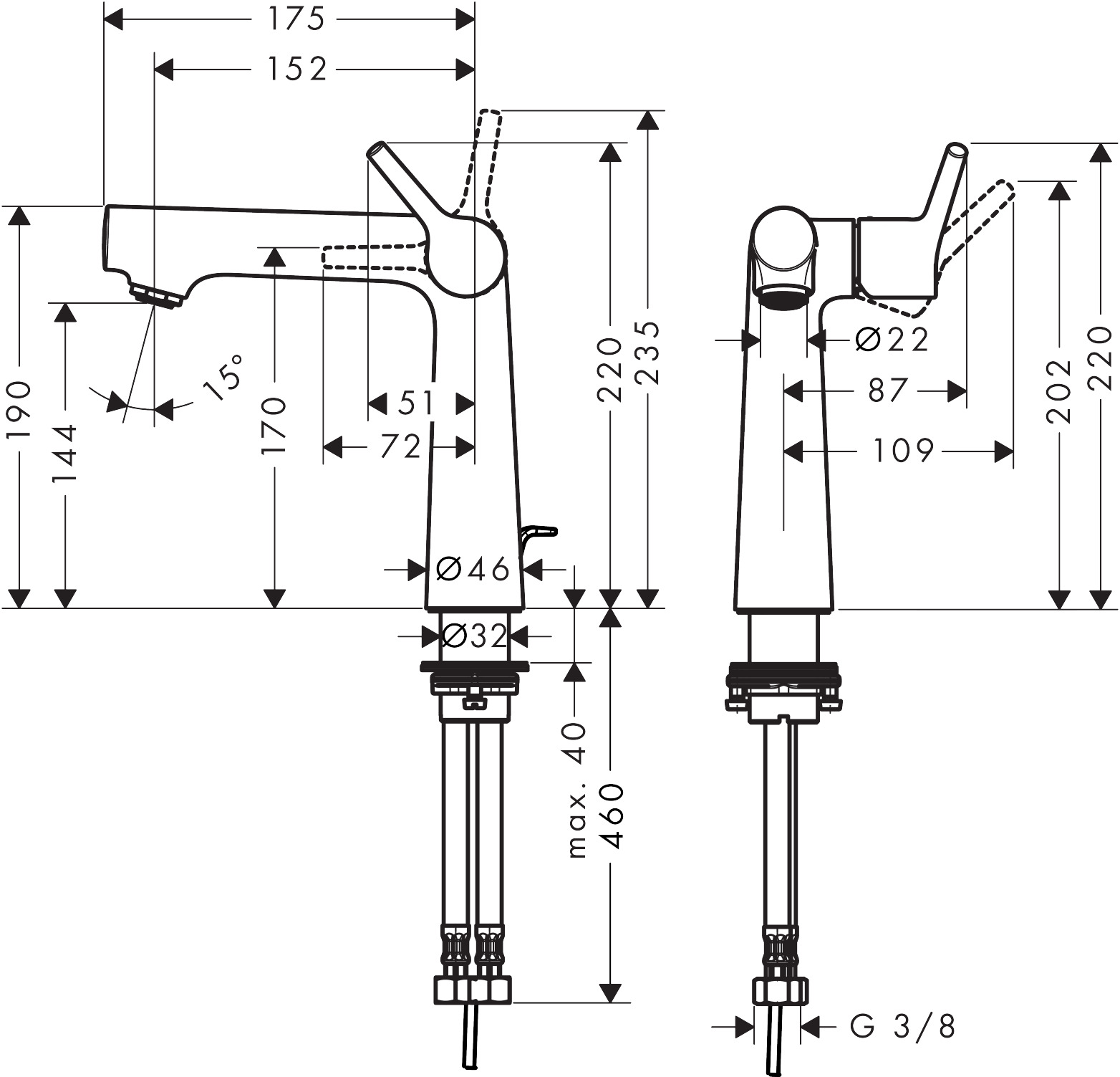 Hansgrohe Waschtischmischer 140 Talis S chrom 