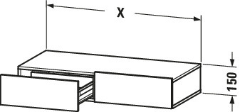 Duravit SchKa-Ablage DuraStyle 440x1200x150 2 Schubkästen,betongrau m./betongrau m.