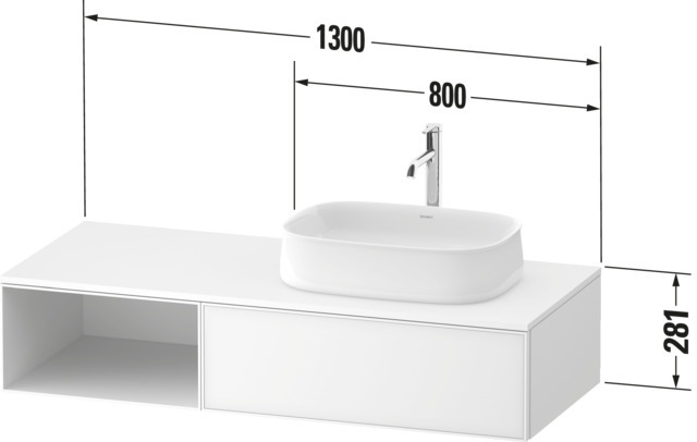 DU Kon.-WTU wandh. Zencha 550x1300x281mm Weiß/Weiß Supermatt 1 Ausz.