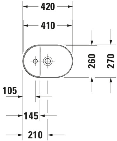 DU Aufsatzbecken Luv 420mm o.ÜL, m.HLB seitl., 1HL, weiß seidenmatt