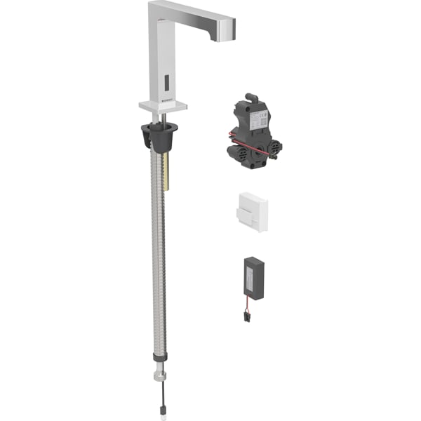 Geberit Brenta WT-Arm., Standmontage, Batt. für UP-Funkt.Box, m.Misch., hgl.verchr.