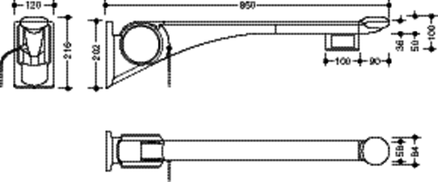 HEWI Stützklappgriff Premium,850 mm, re Spül/FT(E-Ausf.) weiß hochgl.- weiß matt