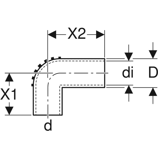 Geberit Silent-db20 Anschlussbogen 90Gr verlängert d56/56