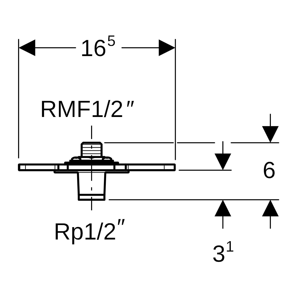 Geberit Set Anschluss gerade mit AG MF vormontiert, Trockenbau Rg R1/2-Rp1/2
