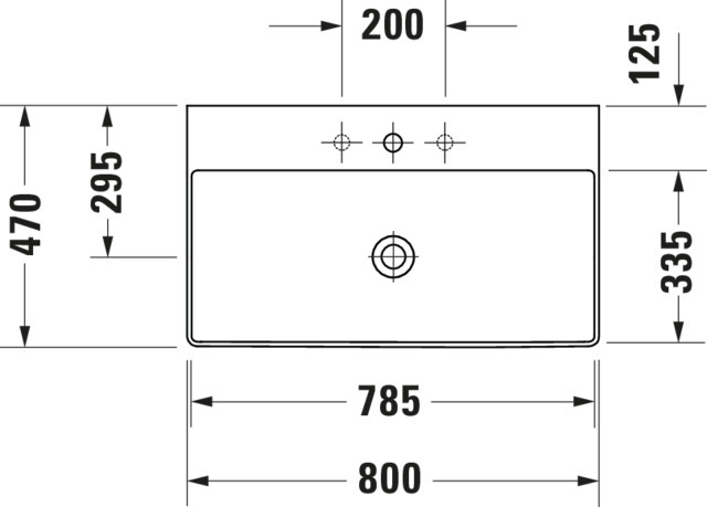 DU Möbelwaschtisch DuraSquare 800mm o.ÜL,mit HLB,o.HL,weiß,geschliffen