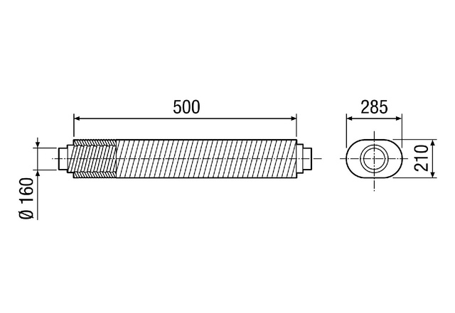 Maico Flacher Ovalschalldämpfer RSOF 16/50 Länge 500 mm, DN160