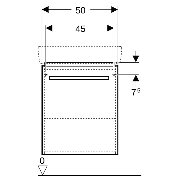 Geberit Renova Compact US 50cm für WT 55cm mit 1 Tür, 50x60,4x36,7cm, hellgrau