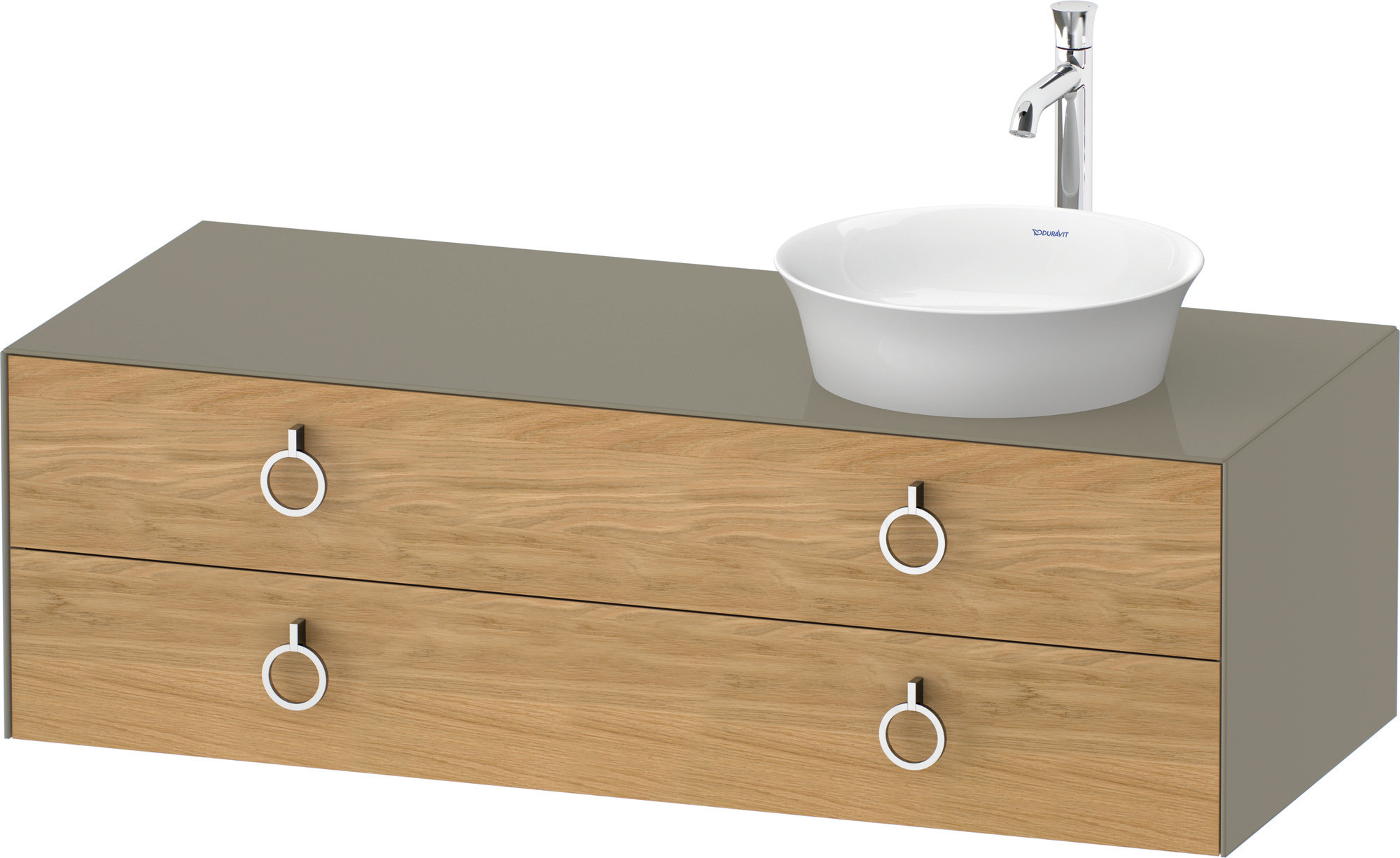 Duravit WTU wandh.White Tulip,2Schk.,m.Griff Aus.r,408x1300x550,Eiche N.M./St.gr.HGL