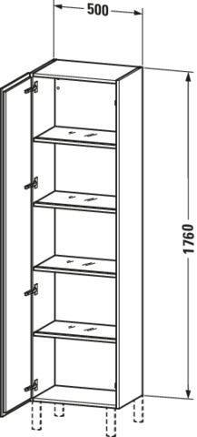 DU Hochschrank L-Cube 363x500x1760mm 1 Tür, TA li., weiß matt