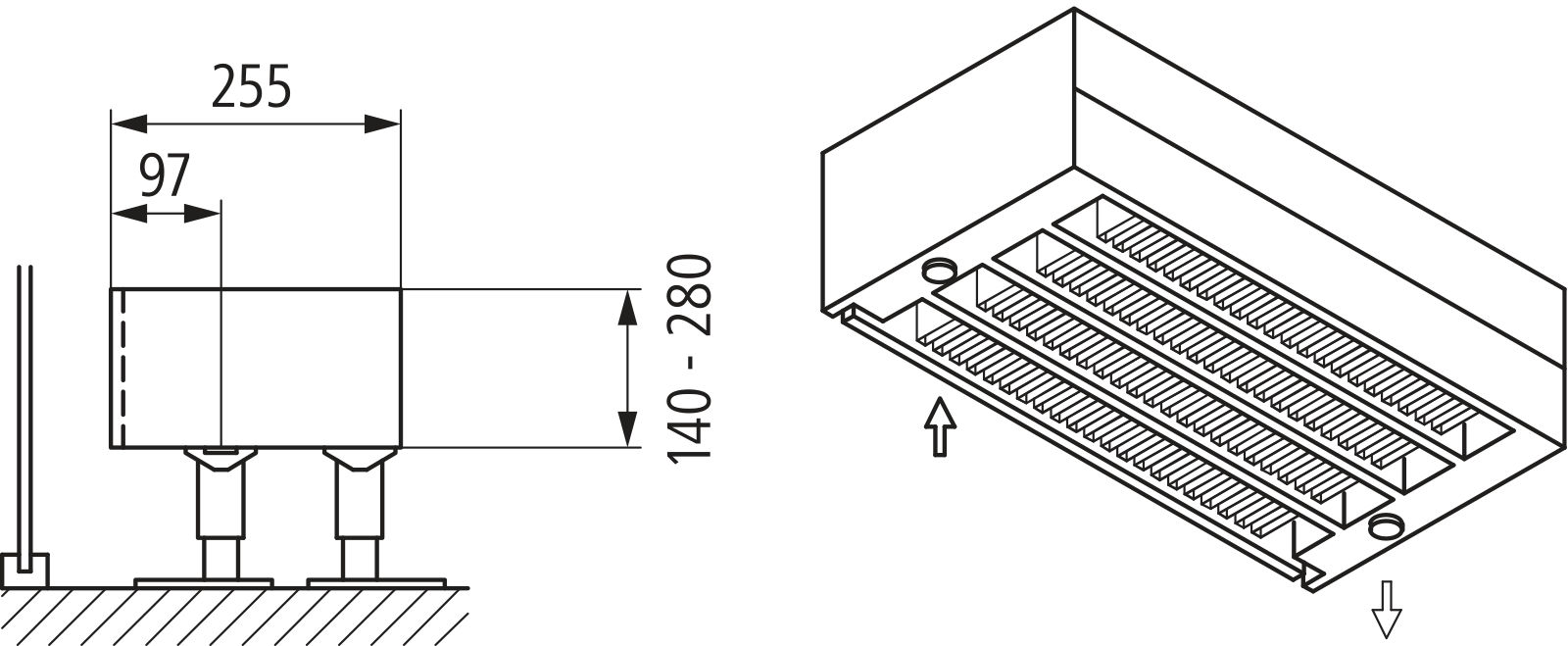 Kermi Kon m. Str. Typ44 BH280x255x3000 QN6501, weiß, 6bar, m. Abd., AB Uni.