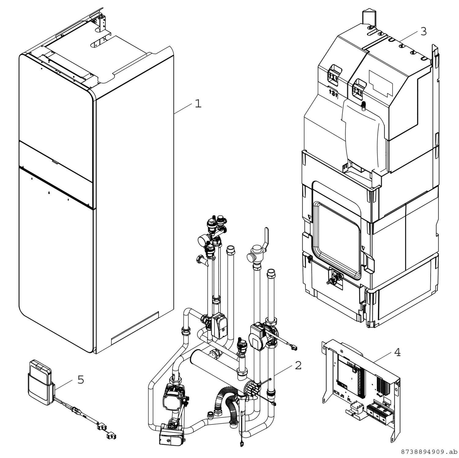 BOSCH Kompaktmodul AWMB 9 für Luft-WP Hydraulik, Regelung und Pufferspeicher