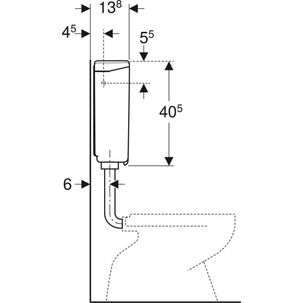 Geberit AP140 AP-Spülkasten Spül-Stopp-Sp tiefh. WA li/mi/re, manhattan