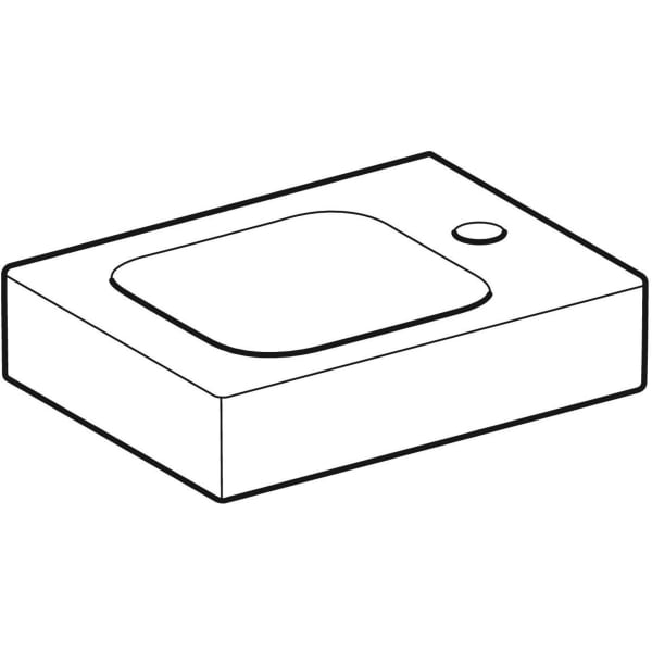 Geberit iCon Handwaschbecken, 38x28cm Hahnloch rechts, o. Ül., weiß